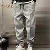 Men Pants Ankle-banded Side Pockets Drawstring Elastic Waist Loose Solid Color Gym Traning Jogging Sweatpants Long Trousersrk.