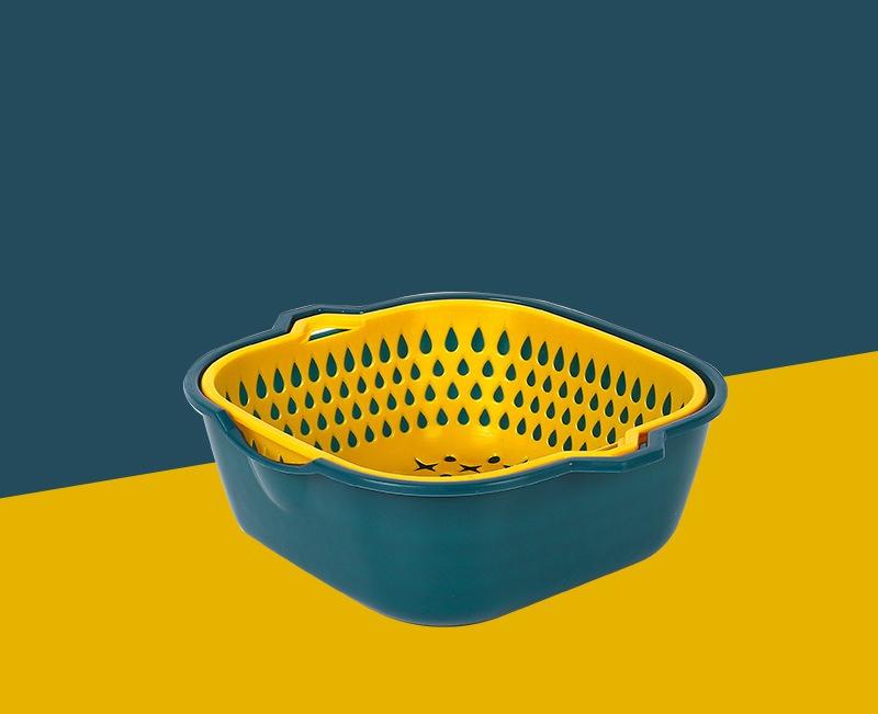 1 szt. Kosz ociekowy do kuchni Plastikowe narzędzie do czyszczenia owoców i warzyw Podwójny kosz do przechowywania Artykuły gospodarstwa domowego do kuchni i baru