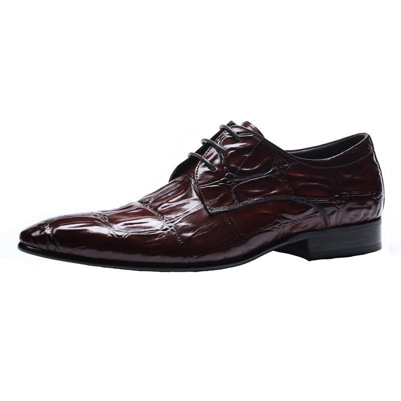 Spring and summer new pointed business crocodile pattern leather shoes men's British casual cowhide men's shoes