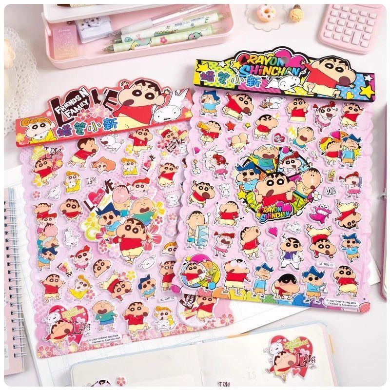 Crayon Shin-chan Double-layer Bubble Stickers, Cartoon Creative Dress-up Stickers, 3D Cute Stickers, Fun Reward Gifts