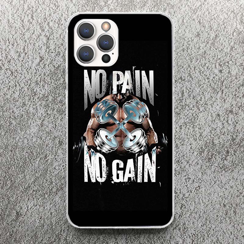 Bodybuilding Gym Fitness Muscle Print Soft Case for iPhone 17 Air 16 16E 15 14 Plus 13 Mini 12 11 Pro Max Phone Shell SE 7 8 Pat