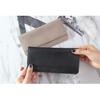 REMARSO Women's Long Wallet, Genuine Leather, High-Quality Leather, Card Slots, Slim, Simple Design (Black)