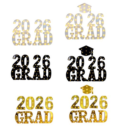 8/9 Peças 2026 Letreiro Luminoso de Letras Luz LED de Marquesina Luz de Letra Alimentada por Bateria Decoração de Festa de Formatura Jardim de Infância Ensino Médio Faculdade