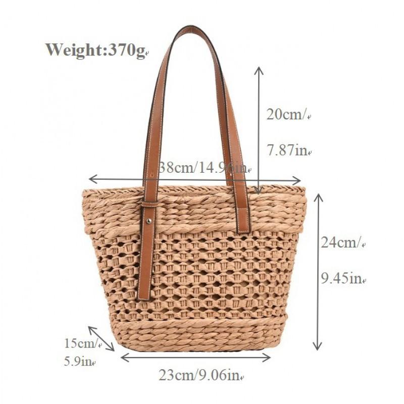 

Hollowed-out Straw Woven Bag Women s Shoulder Hand-woven Large-capacity Seaside Vacation Beach Vegetable Basket хакі