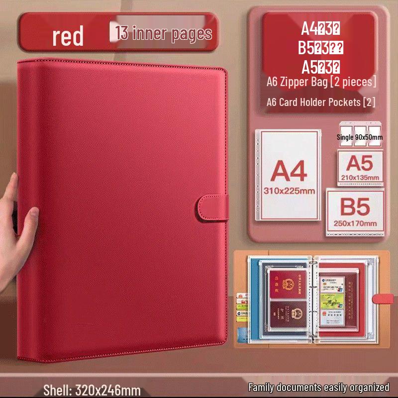 Portable Family Document Organizer: Loose-leaf, Multifunctional, Transparent, Large-Capacity Album for Birth Certificates & Household Records.