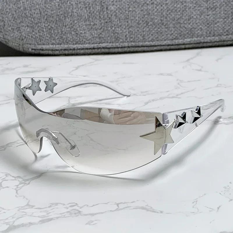 New Women's Fashion Y2K Sunglasses Star Decorative Large Frame Sun Glasses Outdoor Sports Cycling Eyewear UV400