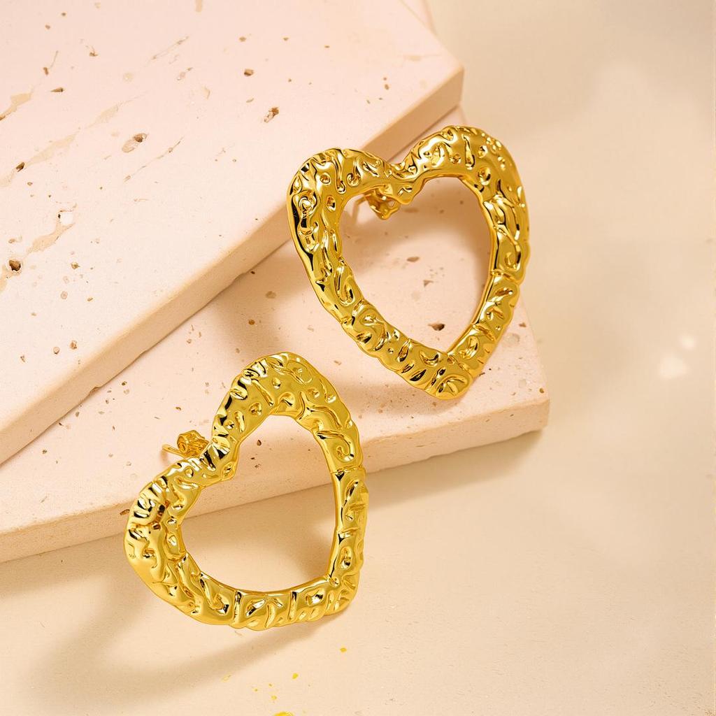 Geometric Irregular 18k Gold Titanium Steel Earrings for Women