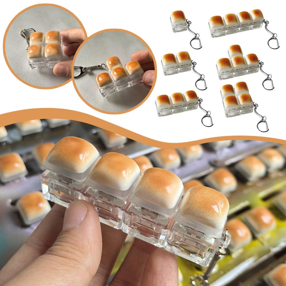 Push Button Anti-Stress Toy "Caramel Bread" Backpack Hanger, Plastic Finger Prank Office Toy