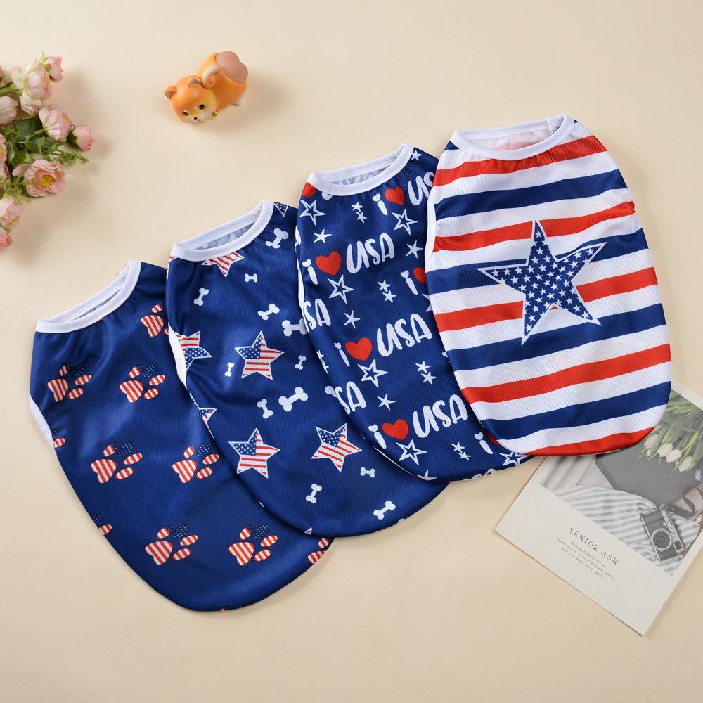 American Independence Day Breathable Dog Vest with National Flag Print