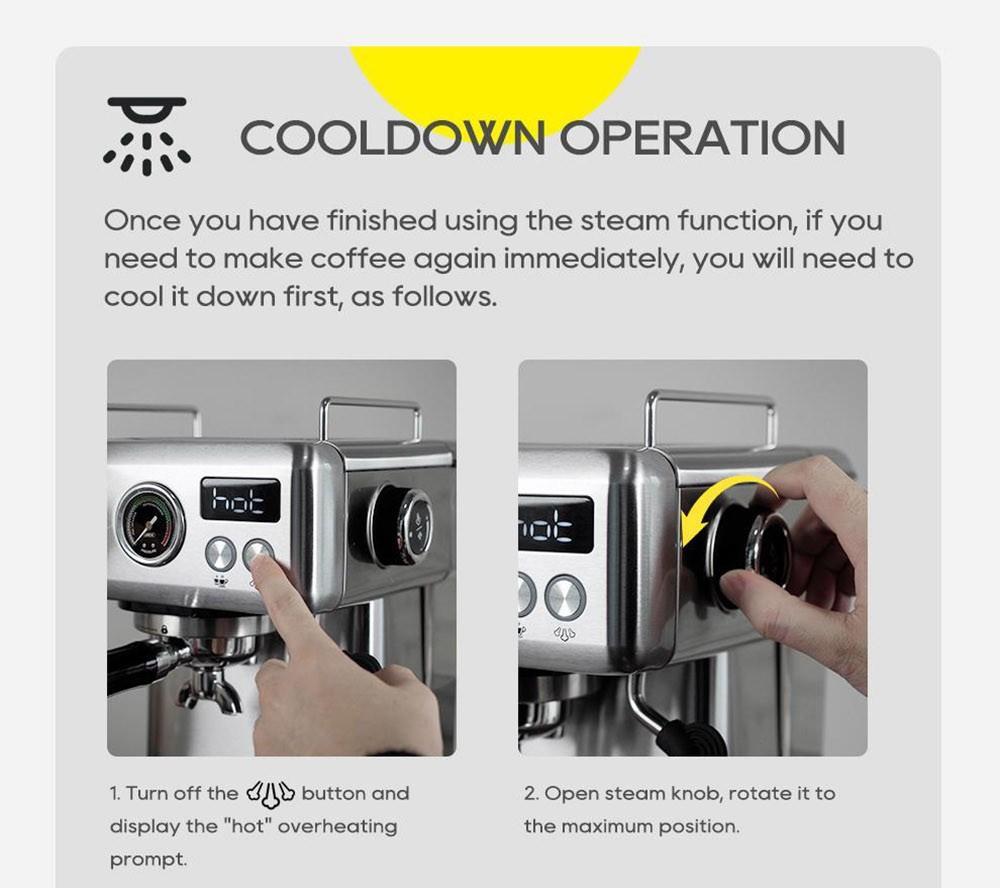HiBREW 19Bar Semi Automatic Espresso Coffee Machine Temperature Adjustable 58mm Portafilter Cold/Hot Coffee Maker Metal CaseH10A