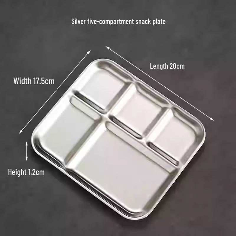 Korean Style 304 Stainless Steel BBQ Plate with 3-Compartment Sauce Dish
