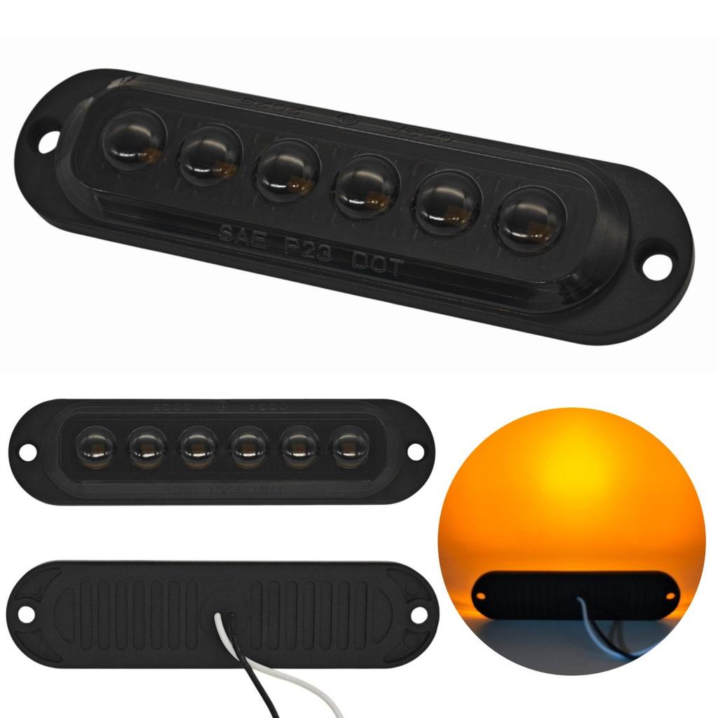 Lampa obrysowa 6 LED dymiona 12-24V Pomarańczowy Off-Road
