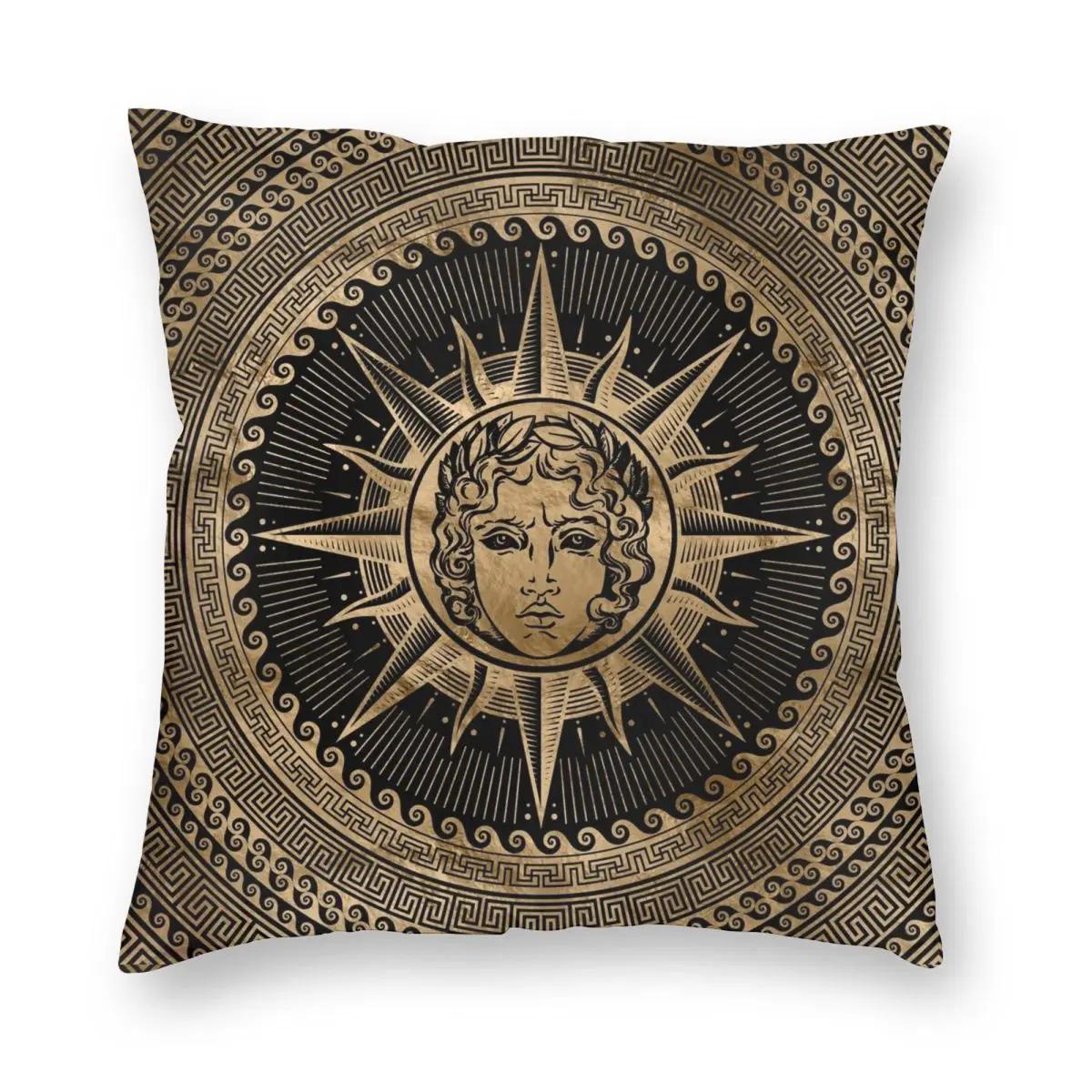 

Золотой Аполлон Бог Солнца На Орнаменте Греческого Ключа Наволочка с Принтом Чехол для Подушки Декор Наволочка для Подушки-Думочки Покрытие Автомобиль Оптом 66x66cm
