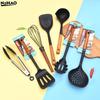 Multi-color Silicone Wooden Handle Kitchenware Set Non Stick Pot Spatula And Spoon Cooking Utensils, Heat-resistant
