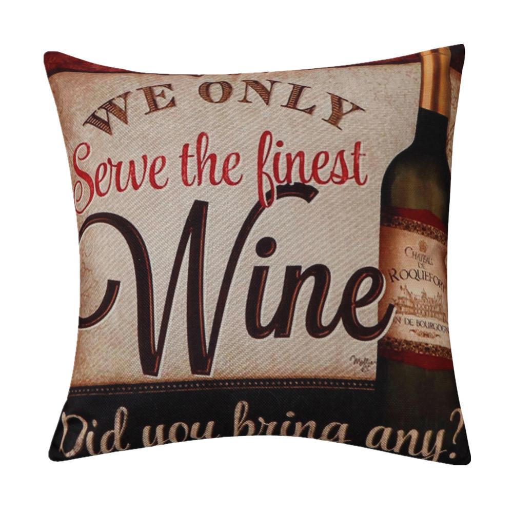 45x45cm Vintage Beer Printed Cushion Cover Bar Coffee Shop Wine Party Sofa Chair Decor Cotton Linen Pillow Case
