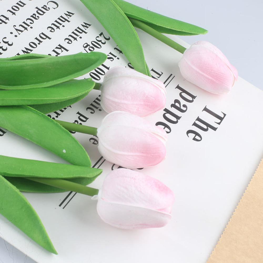 5PCS PU Artificial Tulip 34cm Wedding Bridal Tulip Bouquet  for Christmas Party Decor