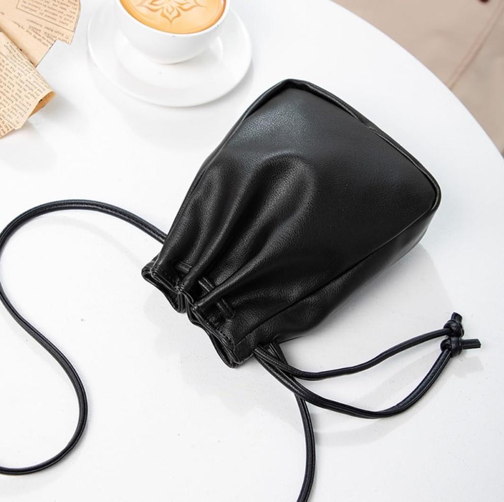 NICE SELECTION Mini-Kordelzug-Umhängetasche für Damen, Mini-Tasche, Kordelzug-Umhängetasche mit Smartphone-Tasche, Stilvoll, 2-Wege, Crossbody oder Umhängen