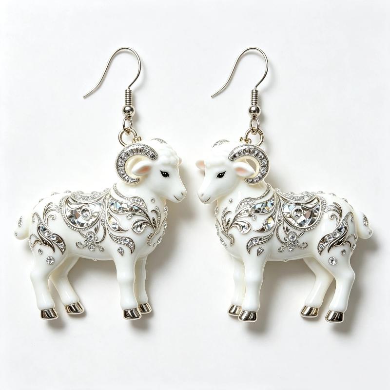 Cartoon Sheep Earrings 1 Pair 2D Flat Acrylic Animal Jewelry Hypoallergenic for Animal Lovers Party Wear Perfect Gift