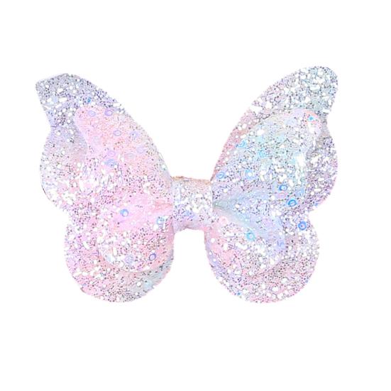 Girl Hairpin Three-Dimensional Butterfly Shape Glitter Sequins Decor Hair Clip Damage-Free Side Bangs Party Hair Accessory