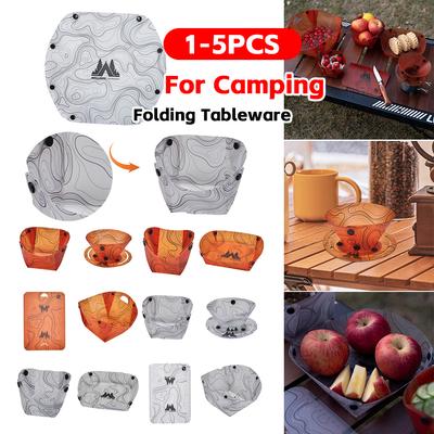 Outdoor Lightweight Folding Tableware Wear Resist Plastic Bowl Plate Cup Filter Space Saving for Picnic Home Gathering Party