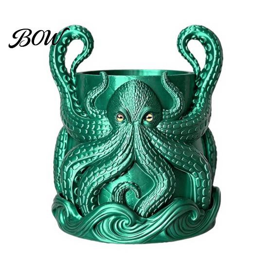 3D Printed Octopus Planter Planter, Artistic Coastal Plant Pot, Decorative Retro Ocean Theme Decor Container for Cactus, Succulents, Unique