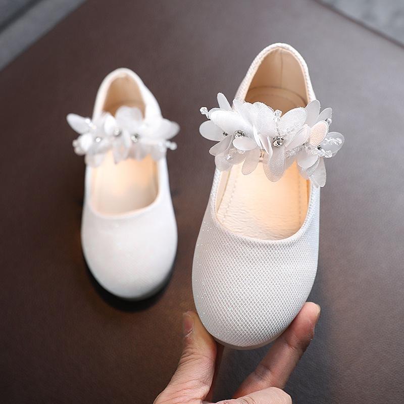 Lente Zomer Meisjes Jurk Prinses Leren Schoenen Kant Glanzende Bloem Zachte Zool Flats Optreden Feest Wit Bruiloft Sandalen