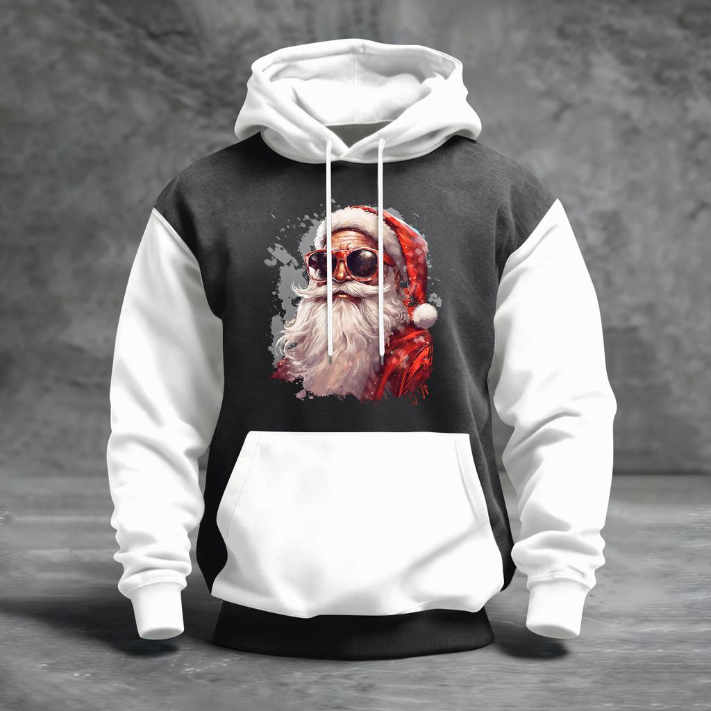 Herren Weihnachten Print Colorblock Kapuzenpullover Lässig Sport Komfort Sweatshirt