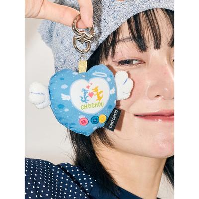 CHOCHOU WING HEART PIXEL KEY RING [ANGEL SKY]