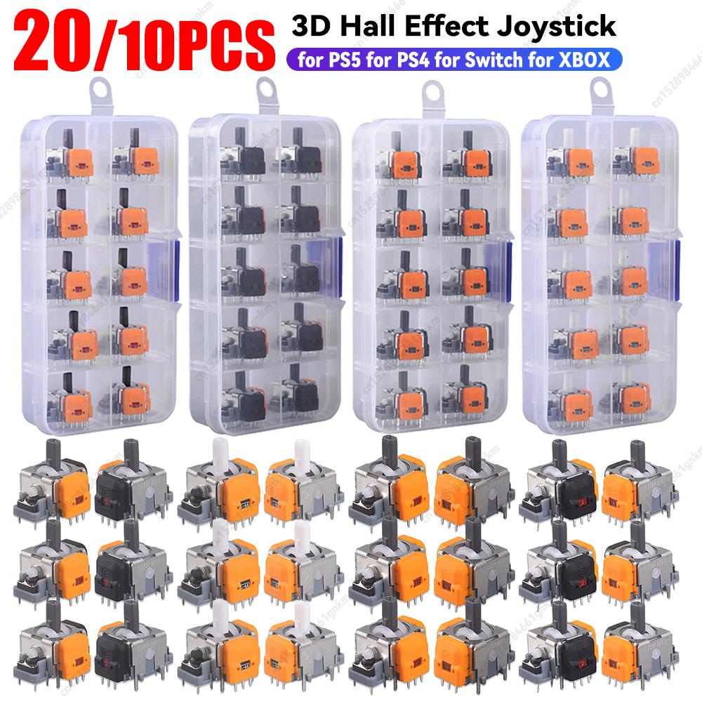 10/20PCS Replacement Hall Effect Joystick Rocker 3D Analog Joystick for PS4/PS5/XBox/Switch Controller ThumbStick Repair Parts