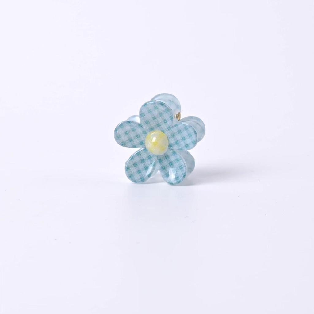 2.5cm Frangipani Grid Print Hair Claw Clip for Kids