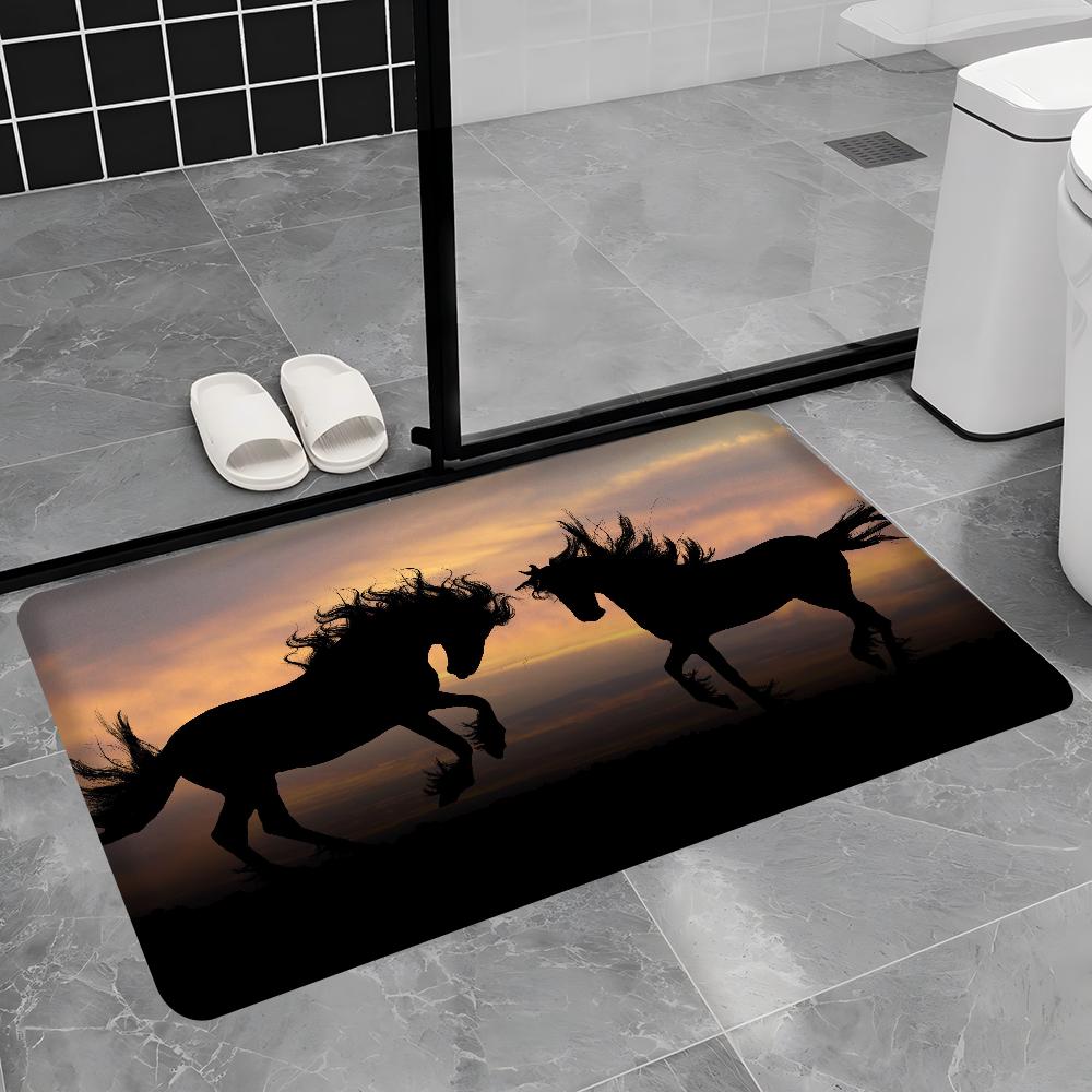 Horse Kitchen Mat Nordic Style Bedroom Living Room Doormat Home Balcony Anti-Slip Welcome Rug
