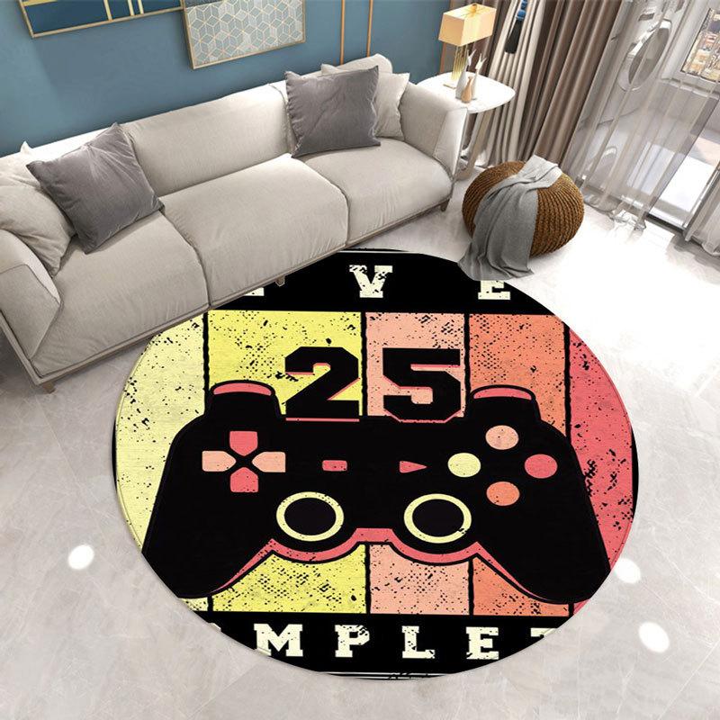 Gamer Living Room Area Rug Round Boys Bedroom Carpet Chair Mat Anit-Slip  Game Console Bathroom Floor Rug Doormat Entrance