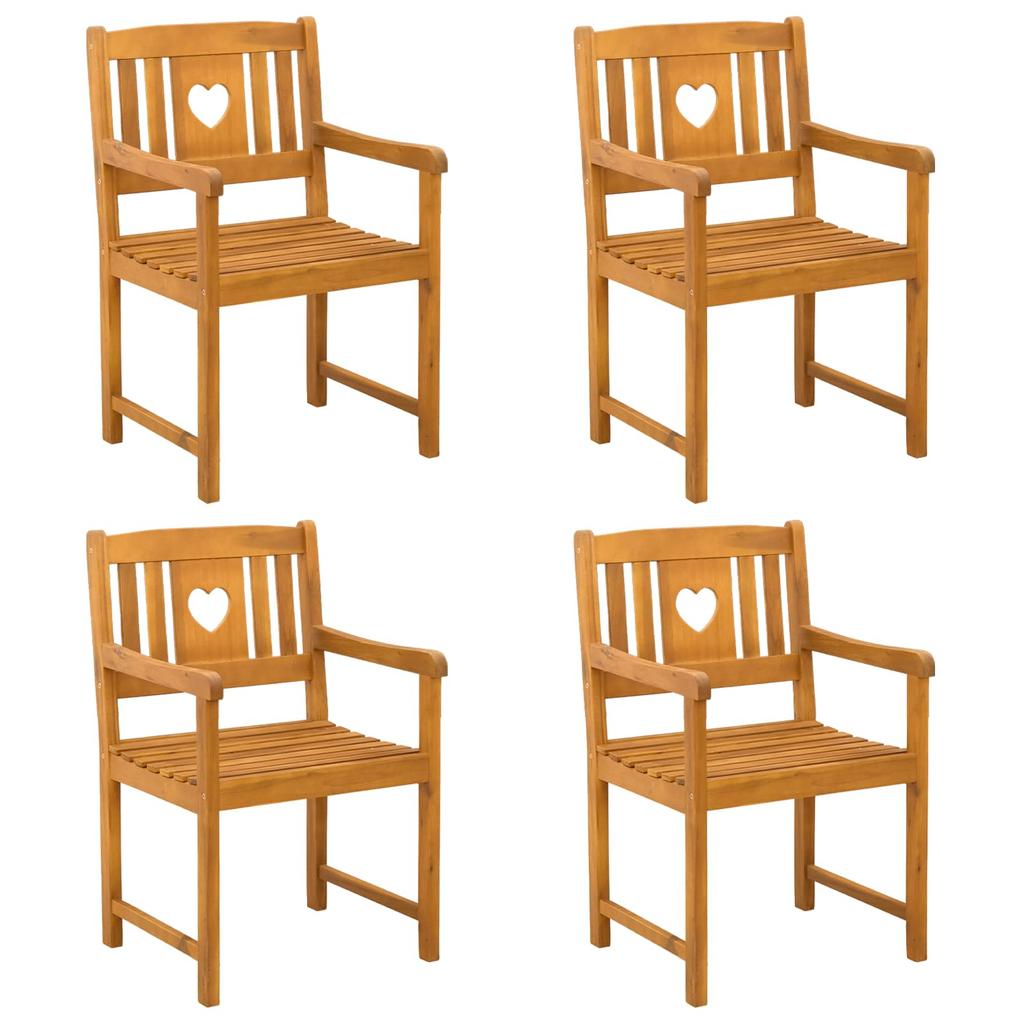 Garden Chairs 4 Pcs Natural Solid Acacia Wood
