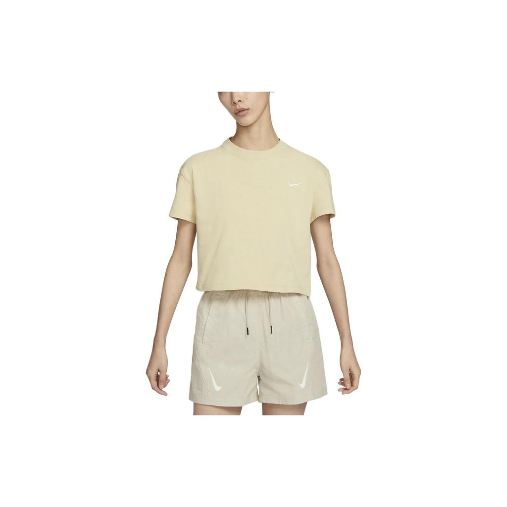 Nike Lab Solid Color Crew Neck Short Sleeve T-Shirt Women Tops Gold DA0324-783