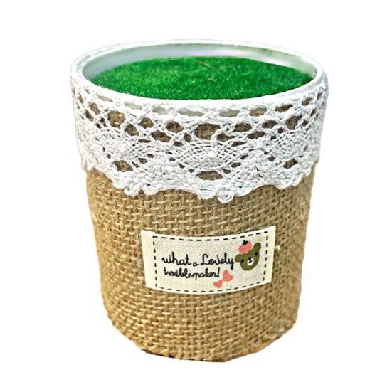 

Simulated Flower Pot Arrangement with Linen Flocking Pad Design Durable Nordic Style Artificial Plants Vase for Home Garden Office Decor 1