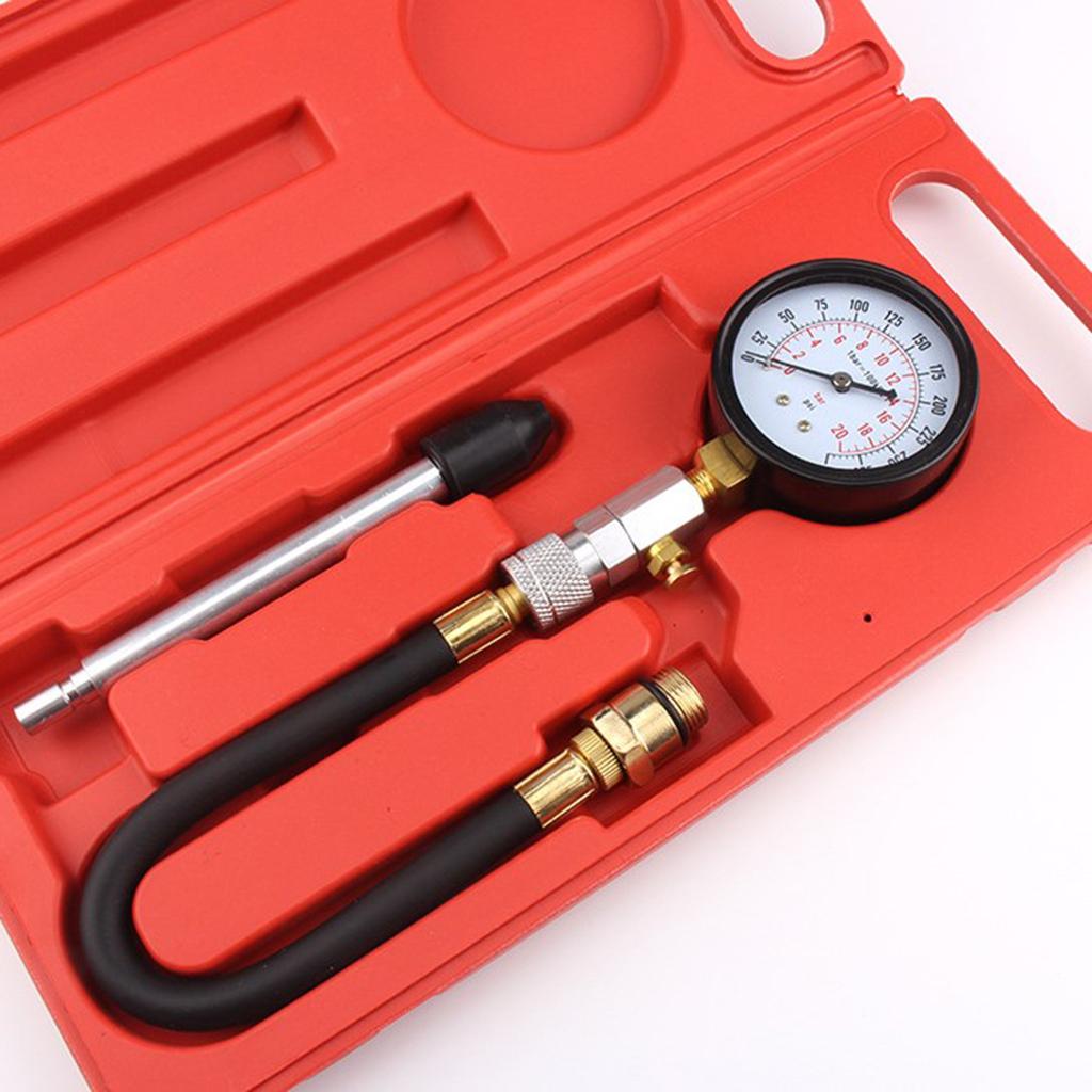 Compression Tester Kit Small Engine Cylinder Test Pressure Gauge Tool Set Testing Motorcycle Car Automobile