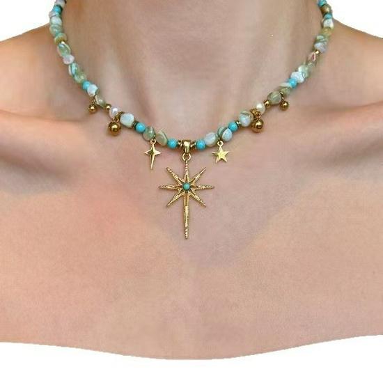 Retro Bohemian Sunflower Beaded Layered Necklace for Women - Light Luxury Clavicle Chain