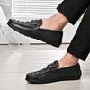 Fashion Luxury Alligator Pattern Men Casual Loafer Comfortable Footwear Senior Minimalist Business Office Dress Men Split Leather Shoes