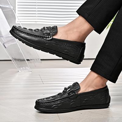 Moda Luxo Padrão Crocodilo Mocassim Casual Masculino Calçado Confortável Sênior Minimalista Negócios Escritório Vestido Masculino Sapatos de Couro Dividido