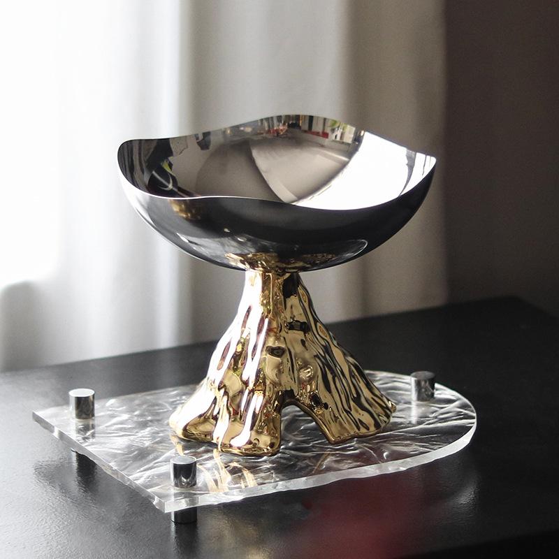 Elegant Stainless Steel Fruit Bowl - Creative Home Dining and Coffee Table Decoration Tray