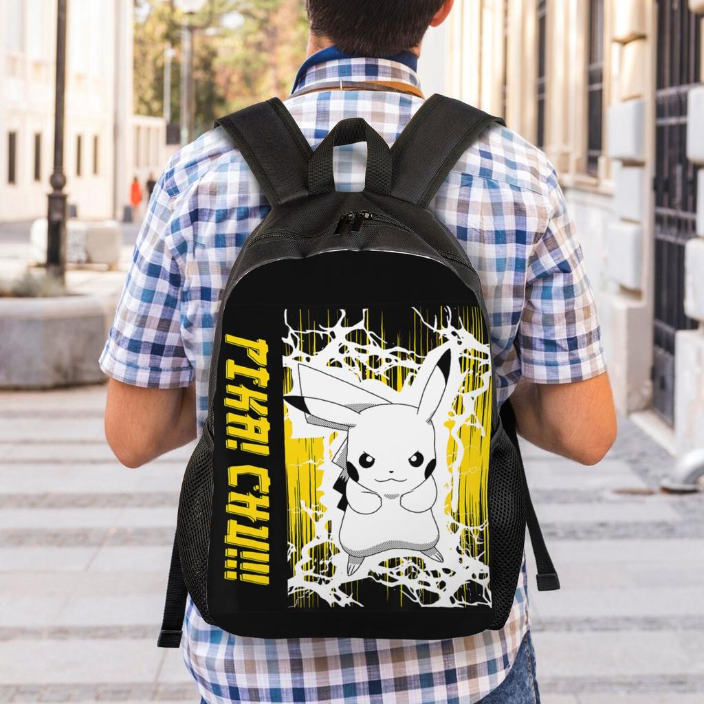 Pokemon Backpacks Pikachu Anime Lightning Scence Daypack Mochila School Retro Washable Rucksack