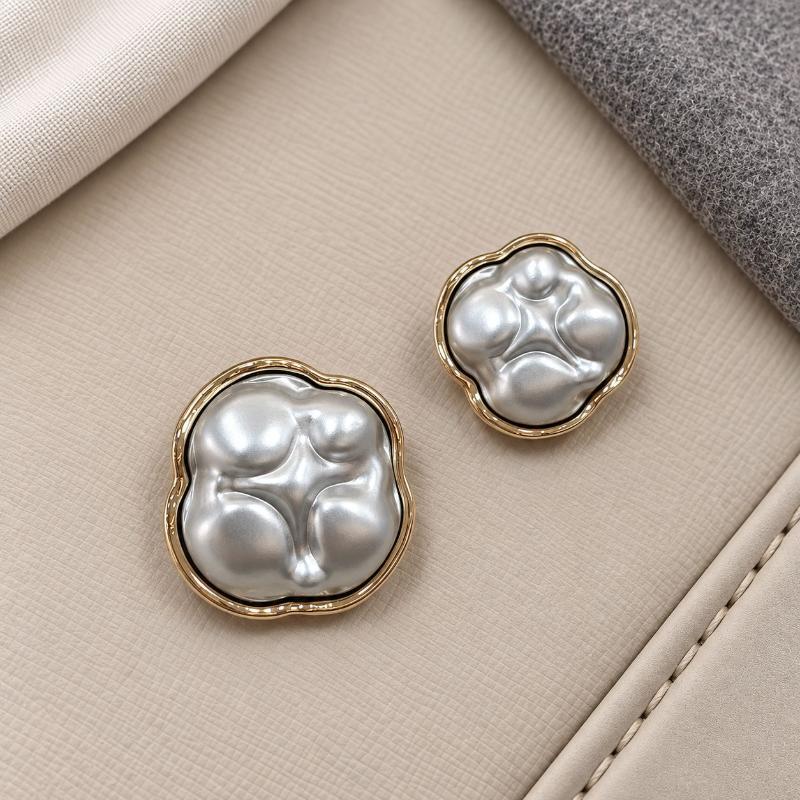 Decorative Sewing Buttons Faux Pearl Inlay Glitter Metal For Coat Jumper Cardigan Dress Round Buttons Diy Project