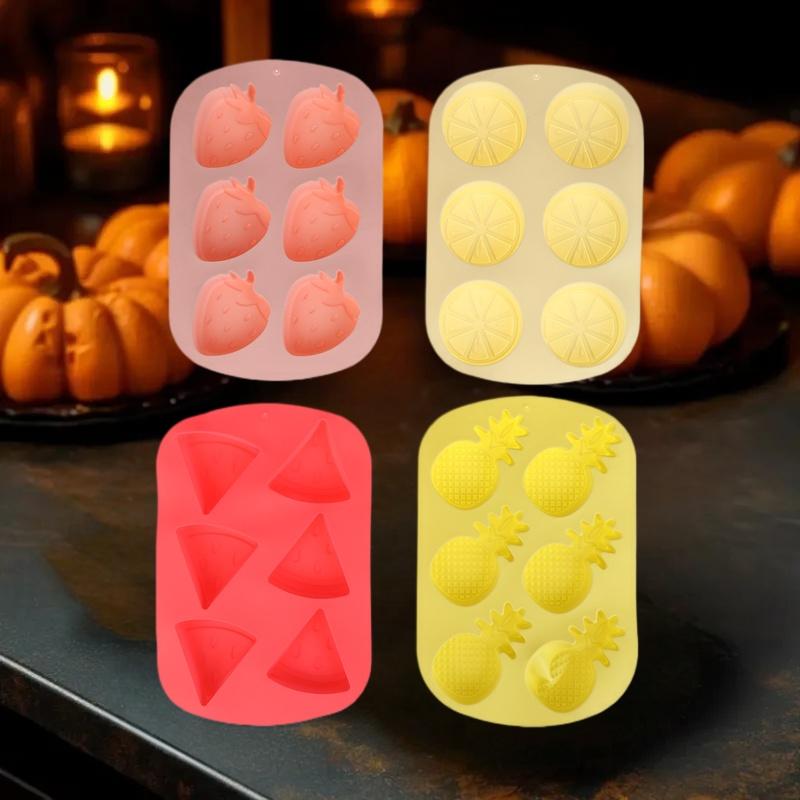 6 Cavity Fruit Shape Chocolate Candy Molds Watermelon Strawberry Lemon Pineapple Fruit Silicone Mold Tray