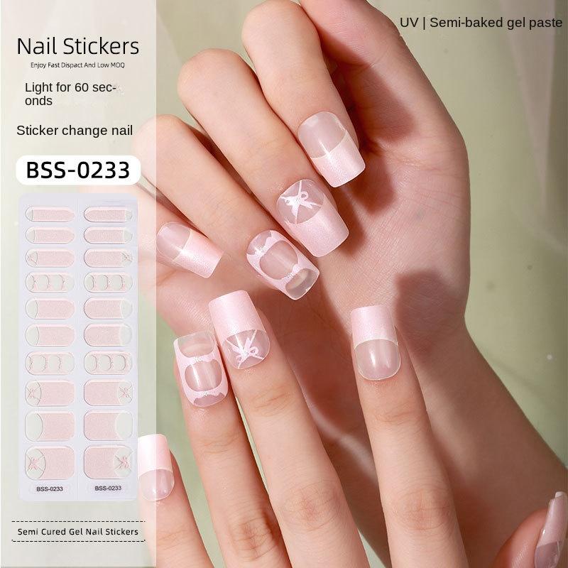 

Новые французские гелевые наклейки для маникюра с леопардовым принтом, УФ-освещение, полузатвердевшие наклейки для ногтей BSS-0233