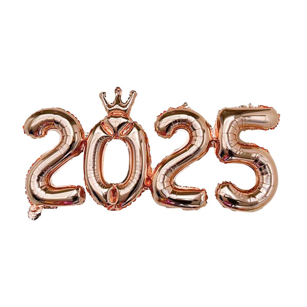 1set 16inch Connection Crown Hello 2025 Number Foil Balloons For New Years Eve Party Supplies Anniversary Party Graduation Decor