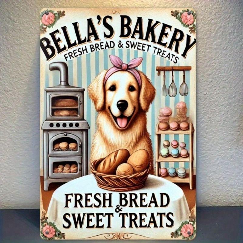 

Metal Wall Art Vintage Golden Retriever Poster Kitchen Bakery Decor 12x8 Inch