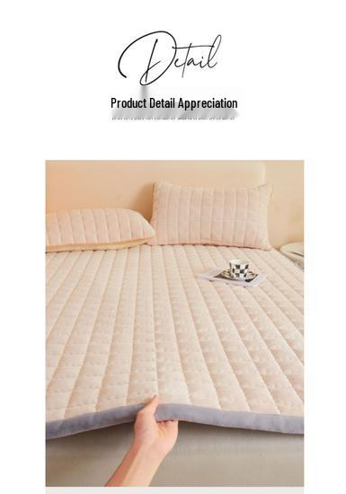 Soft Padded Winter Coral Fleece Mattress Pad with Plush Velvet Quilted Cover