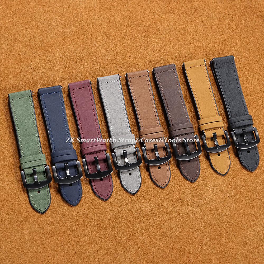 20mm 22mm Leather Strap for Samsung Galaxy Watch 6/5/4 40mm 44mm Gear Band Vintage Bracelet for Xiaomi Redmi Watch 3 Lite/Active