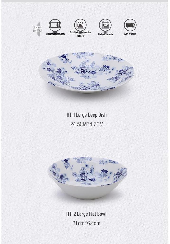 Mino Ware Hand-Painted Blue and White Ceramic Bowl - Japanese Embossed Tableware for Sushi and Soup.