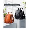 Street Trend Women's Luggage Leather Goods Solid Color Backpack Leather Sewing Line Women's Backpack